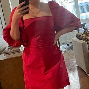 Free People (Mare Mare) red puff balloon sleeve mini dress